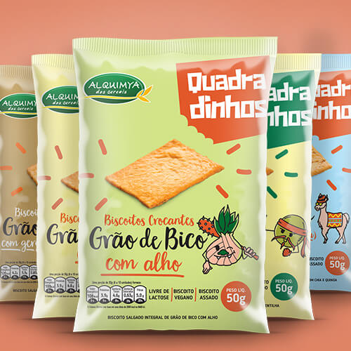 Embalagem para Biscoitos Quadradinhos Alquimya