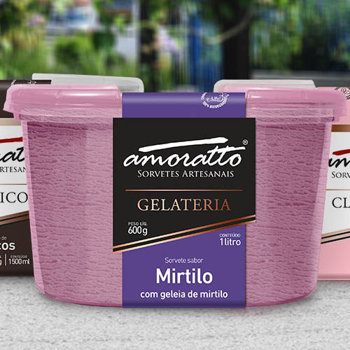 Design de Embalagem Premium para Sorvetes Amoratto
